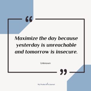 Maximize the day because yesterday is unreachable and tomorrow is insecure.