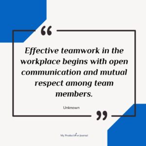 Effective teamwork in the workplace begins with open communication and mutual respect among team members.