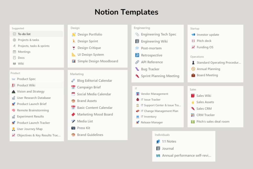 notion templates free